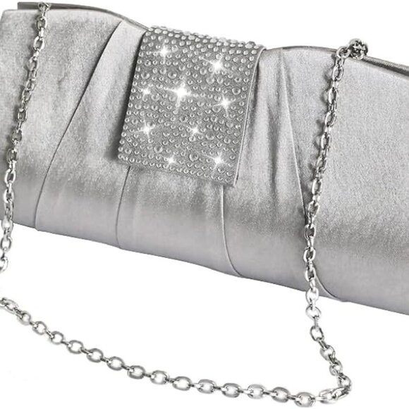 Satin Evening Clutch Purse Women's Formal Wedding Party Handbag Elegant - Picture 1 of 7